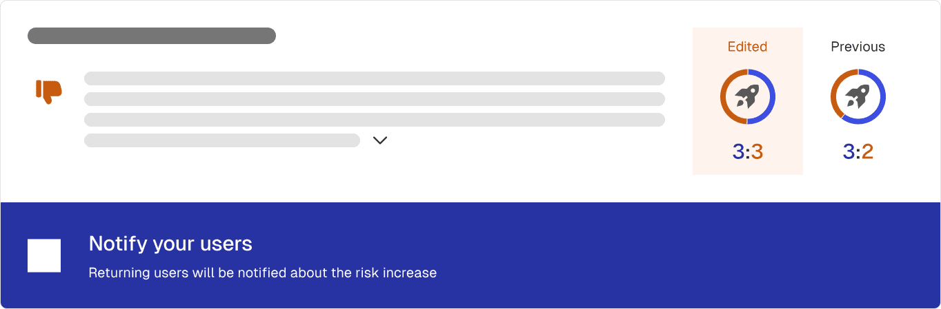 Risk increase trigger notification